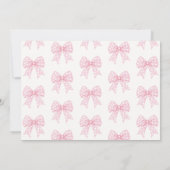 ピンクの弓の恋人が赤ちゃんシャワーの途中にある サンキューカード (裏面)