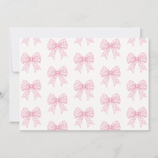 ピンクの弓の恋人が赤ちゃんシャワーの途中にある サンキューカード (裏面)