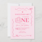 ピンクの弓の手を引き小さな恋人を回す1 招待状 (正面)