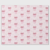 ピンクの弓の書道モダン赤ちゃんシャワー ラッピングペーパー (フラット)