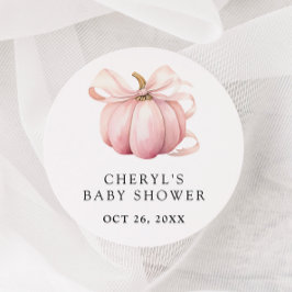 ピンクの弓の水の色かぼちゃの赤ちゃんシャワー ラウンドシール