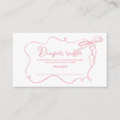 ピンクの弓の波のフレームミニマルおむつラッフルチケット エンクロージャーカード (正面)