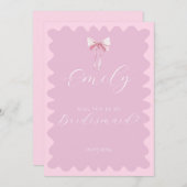 ピンクの弓の波は私の花嫁の提案になる 招待状 (正面/裏面)
