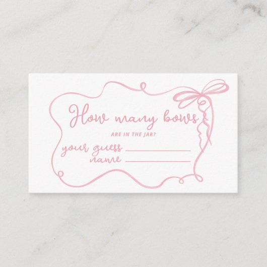 ピンクの弓の波状瓶の中の弓の数 エンクロージャーカード (正面)