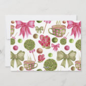 ピンクの弓の緑と明るいメリークリスマスの写真 シーズンカード (裏面)