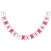 ピンクの弓の誕生日のぼり バンティングフラッグ (全)
