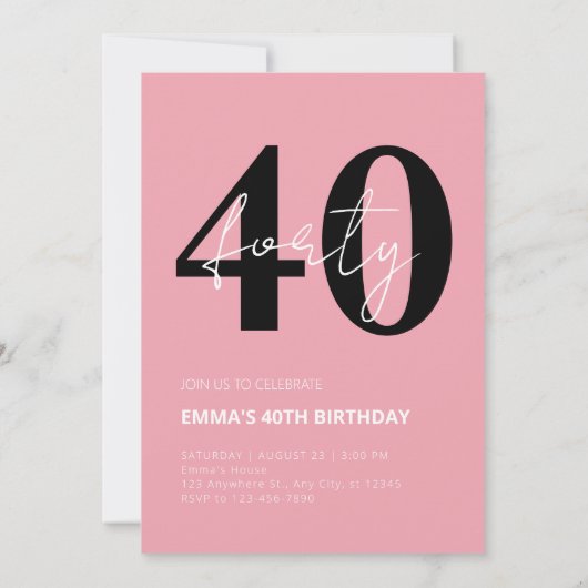 ピンクの弓の誕生日を持つ可愛いバニー 招待状 (裏面)