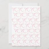 ピンクの弓の赤ちゃんシャワー招待、赤ちゃん女の子シャワー 招待状 (裏面)