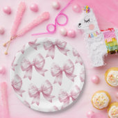 ピンクの弓の赤ちゃん女の子 エレガントなベイビーシャワー ペーパープレート (パーティー)