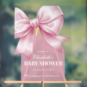 ピンクの弓の赤ちゃん女の子 エレガント ベビーシャワー ウェルカム アクリルサイン (ニュートラル)