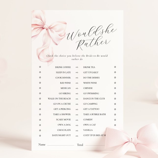 ピンクの弓は彼女はむしろブライダルシャワーゲーム (クリエイターアップロード済み)