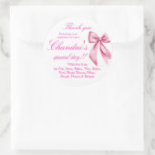 ピンクの弓は感謝していお気に入り ラウンドシール (バッグ)