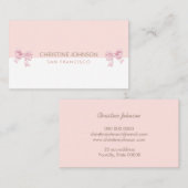 ピンクの弓は白とピンクの名刺 名刺 (正面/裏面)