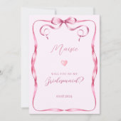 ピンクの弓は私の花嫁のプロポーザルのカードになる 招待状 (正面)