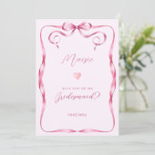 ピンクの弓は私の花嫁のプロポーザルのカードになる 招待状 (スタンド正面)