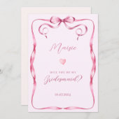 ピンクの弓は私の花嫁のプロポーザルのカードになる 招待状 (正面/裏面)
