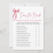 ピンクの弓は花嫁が本当に新郎のゲームを知っている 招待状 (正面)