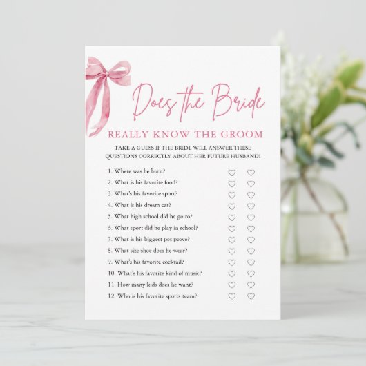 ピンクの弓は花嫁が本当に新郎のゲームを知っている 招待状 (スタンド正面)