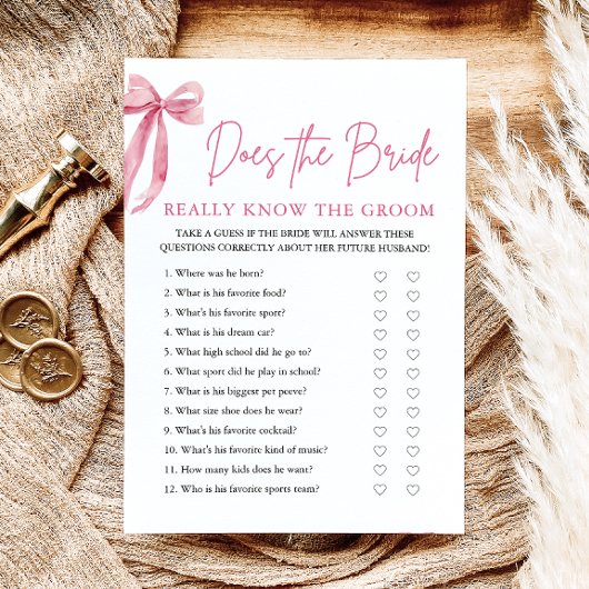 ピンクの弓は花嫁が本当に新郎のゲームを知っている 招待状