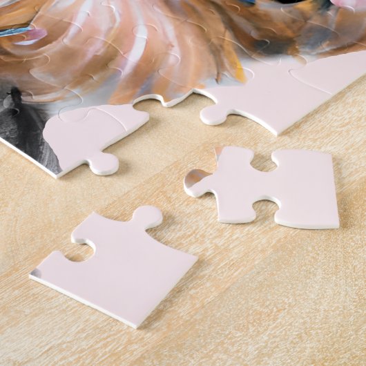 ピンクの弓を使ったかわいいヨークシャーテリア ジグソーパズル (側面)