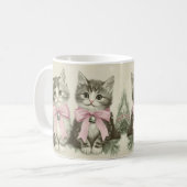 ピンクの弓を使ったヴィンテージクリスマスプレゼント コーヒーマグカップ (正面左)