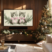 ピンクの弓を使ったヴィンテージクリスマスプレゼント ポスター