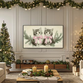 ピンクの弓を使ったヴィンテージクリスマスプレゼント ポスター