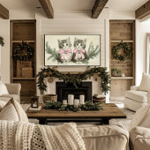 ピンクの弓を使ったヴィンテージクリスマスプレゼント ポスター