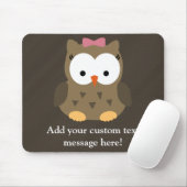 ピンクの弓を持つかわいい女の赤ちゃんのフクロウ マウスパッド (マウス)