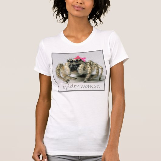 ピンクの弓を持つくもの女性 Tシャツ (正面)