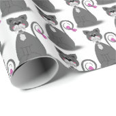 ピンクの弓を持つ灰色の猫 ラッピングペーパー (ロールコーナー)