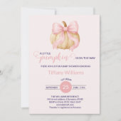 ピンクの弓カボチャの赤ちゃんミニマルシャワー 招待状 (正面)