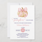 ピンクの弓カボチャの赤ちゃんミニマルシャワー 招待状 (正面)