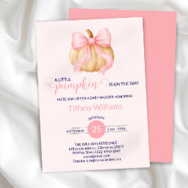ピンクの弓カボチャの赤ちゃんミニマルシャワー 招待状
