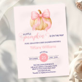 ピンクの弓カボチャの赤ちゃんミニマルシャワー 招待状