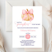 ピンクの弓カボチャの赤ちゃんミニマルシャワー 招待状