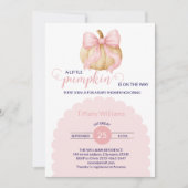 ピンクの弓カボチャの赤ちゃんミニマルシャワー 招待状 (正面)