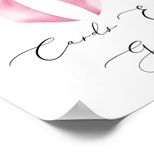 ピンクの弓カードとギフト書エレガント道 ポスター (角)