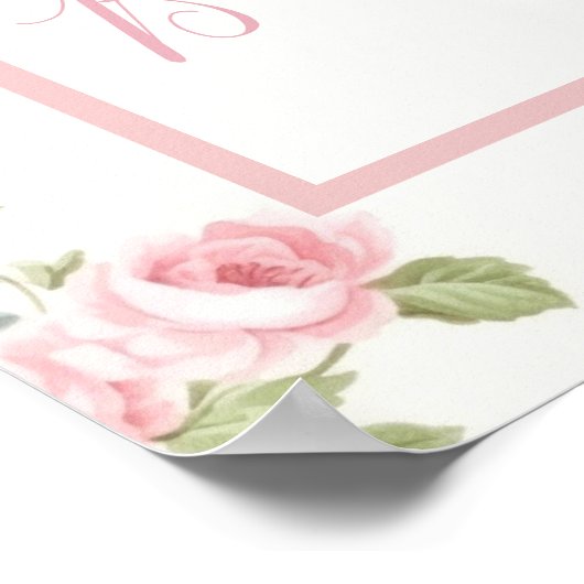 ピンクの弓ガール南名門私立校風の赤ちゃんシャワー ポスター (角)