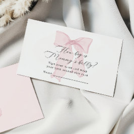 ピンクの弓ガール赤ちゃんシャワーどのように大きいママの腹 エンクロージャーカード