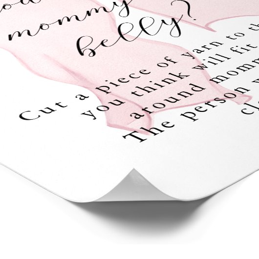 ピンクの弓ガール赤ちゃんシャワーどのように大きいママの腹 ポスター (角)