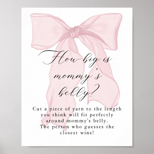 ピンクの弓ガール赤ちゃんシャワーどのように大きいママの腹 ポスター (正面)