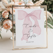 ピンクの弓ガール赤ちゃんシャワーカードとギフト ポスター