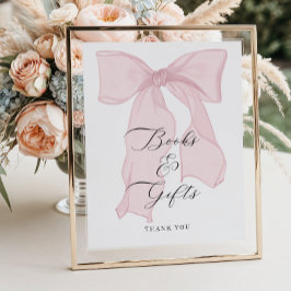 ピンクの弓ガール赤ちゃんシャワー本とギフト ポスター