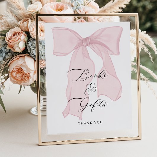 ピンクの弓ガール赤ちゃんシャワー本とギフト ポスター