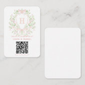 ピンクの弓ギフトレジストリ付きスイートクレスト エンクロージャーカード (正面/裏面)