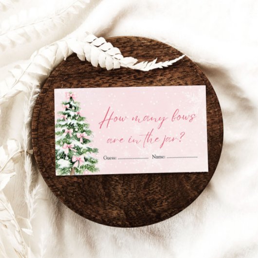 ピンクの弓クリスマスいくつ弓ベビーシャワーゲーム エンクロージャーカード