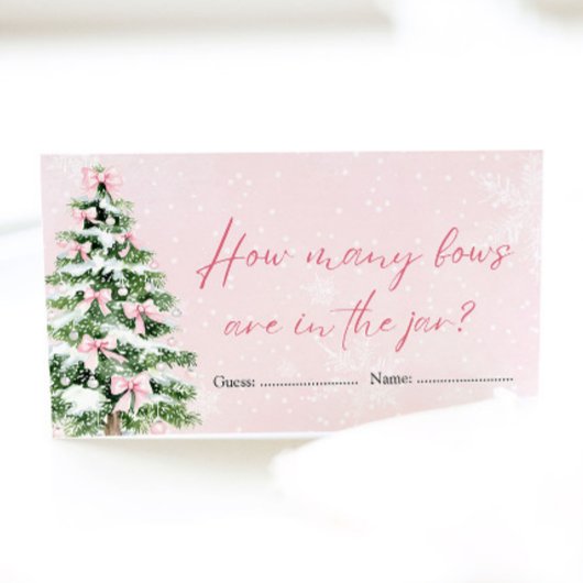 ピンクの弓クリスマスいくつ弓ベビーシャワーゲーム エンクロージャーカード