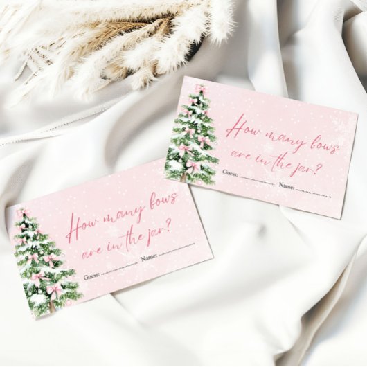 ピンクの弓クリスマスいくつ弓ベビーシャワーゲーム エンクロージャーカード