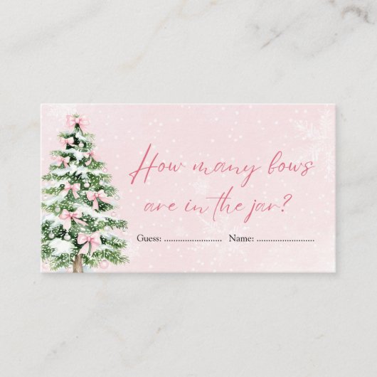 ピンクの弓クリスマスいくつ弓ベビーシャワーゲーム エンクロージャーカード (正面)